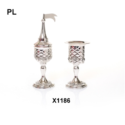 SILVER PLATED HAVDALA CANDLESTICK+BESSAMIM BOX