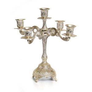 SILVER PLATED 5 BRANCH CANDLESTICKS 30 CM.