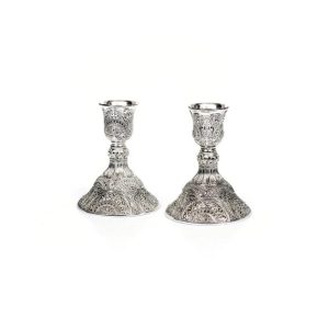 SILVER PLATED FILIGREE CANDLESTICKS 10 CM.