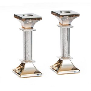 PR.AMBER/CRYSTAL/STONES CANDLESTICKS 14 CM.
