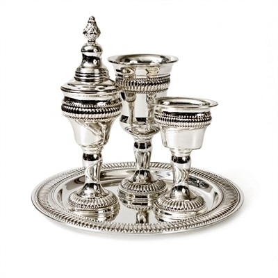 SILVER PLATED STRIPES HAVDALA SET
