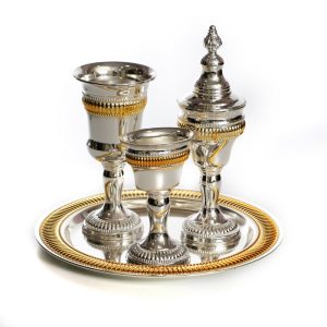 SILVER/GOLD PLATED STRIPES HAVDALA SET