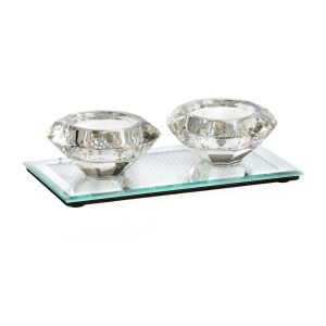 PR. CRYSTAL/SILVER NET CANDLE STAND 8 CM.