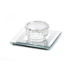 CRYSTAL MIRROR STONES SALT DISH 9 CM.
