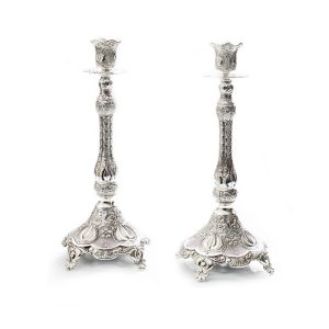SILVER PLATED CANDLESTICKS 25 CM.