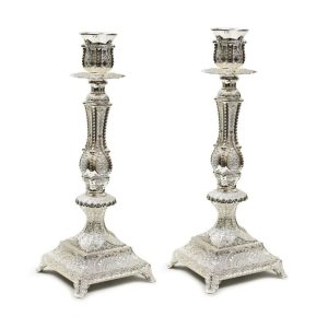 SILVER PLATED FILIGREE CANDLESTICKS 32 CM.