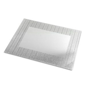 MIRROR SILVER STRIPES TRAY 27X17 CM.