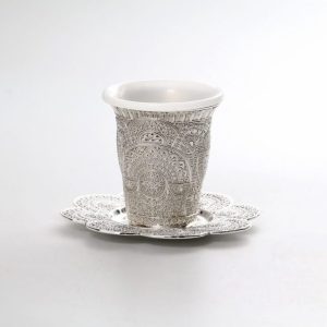 SILVER PLATED/PLASTIC FILIFREE KIDUSH CUP WITH SAUCER