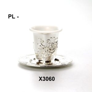 KIDUSH CUP&TRAY FLOWERS +PLASTIC COVER