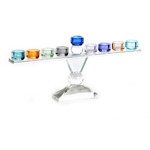 COLORFUL CRYSTAL MENORAH 15 CM.
