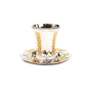 SILVER/GOLD PLATED  KIDUSH CUP WITH SAUCER