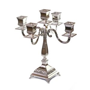 SILVER PLATED 5 BRANCH CANDLESTICKS  38 CM.