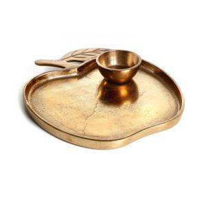 GOLDEN METAL  APPLE HONEY DISH 26/23 CM.