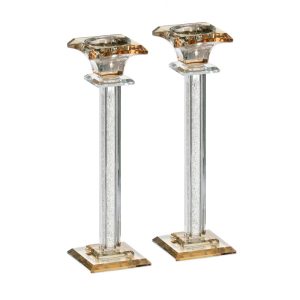 PR. AMBER/CRYSTAL/PEARLS CANDLESTICKS 24 CM.