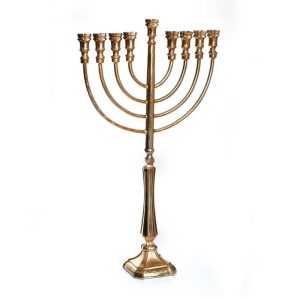GOLD OLATED ALLUMINIUM. MENORAH 73 CM.