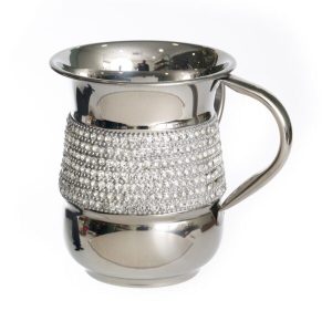 STAINLESS STEEL/SILVERED STONES NETILAT YADYIM CUP