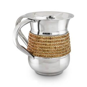 STAINLESS STEEL/GOLDEN STONES NETILAT YADYIM CUP