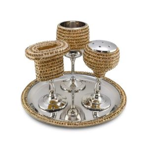 SILVER PLATED/GOLDEN STONES HAVDALA SET