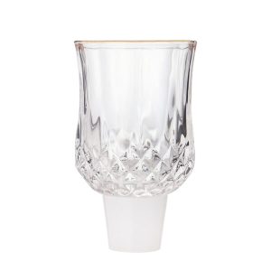 CANDLE HOLDER CRYSTAL/GOLDEN STRIP