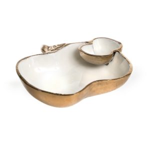 GOLDEN METAL/ENAMEL  APPLE HONEY DISH
