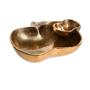 GOLDEN METAL  APPLE HONEY DISH