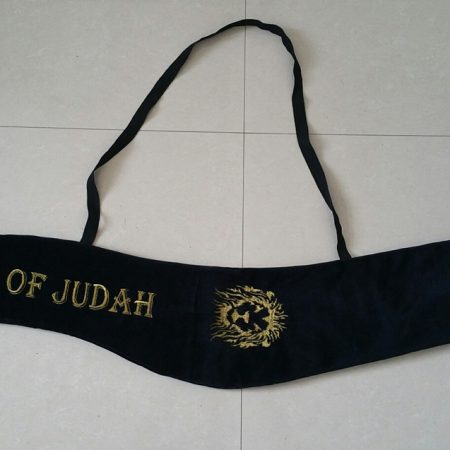 "LION OF JUDAH" EMBROIDERY NAVY VELVET YEMENITE SHOFAR BAG