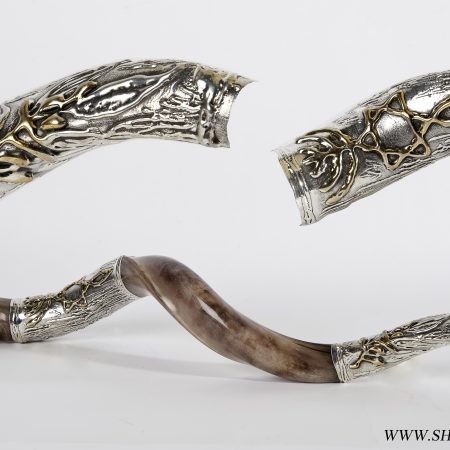 S "MESSIANIC" YEMENITE LARGE SHOFAR ON STAND