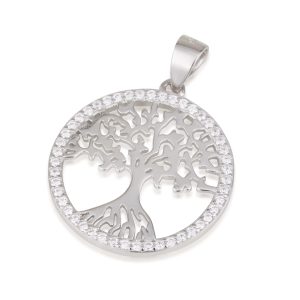 S ZIRCON STONES WHITE "TREE OF LIFE" PENDANT