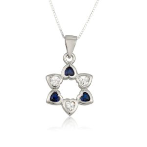 S ZIRCON STONES BLUE/WHITE STAR OF DAVID PENDANT