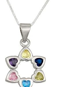 S ZIRCON STONES COLORFUL STAR OF DAVID PENDANT