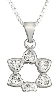 S ZIRCON STONES WHITE STAR OF DAVID PENDANT
