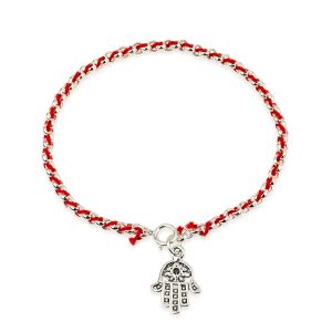 S RED STRING KABBALAH HAMSA/TAR OF DAVID BRACELET