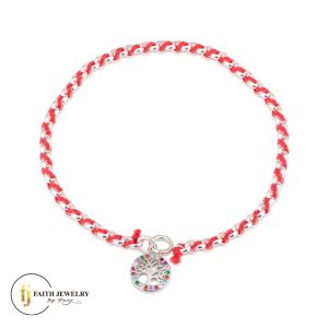 S RED STRING KABBALAH TREE OF LIFE/COL.STONES BRACELET