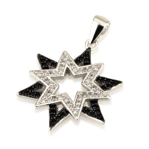 S WHITE/BLACK ZIRCON STONES STAR OF DAVID PENDANT