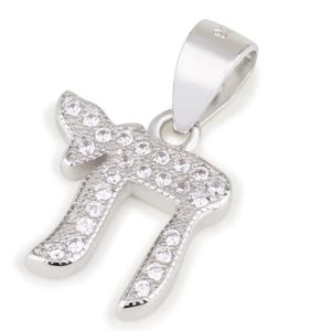 S/WHITE ZIRCON STONES CHAI PANDANT