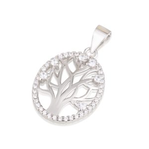 S ZIRCON STONES WHITE "TREE OF LIFE" PENDANT