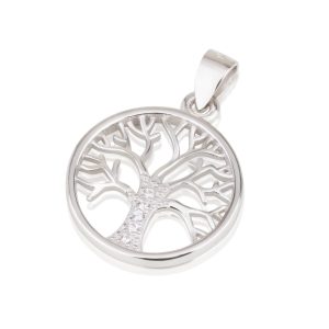 S ZIRCON STONES WHITE "TREE OF LIFE" PENDANT