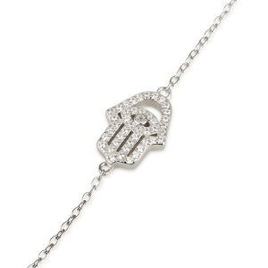 S ZIRCON STONES WHITE HAMSA BRACELET