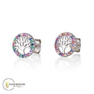 S/COLORFUL ZIRCONES "TREE OF LIFE" PR.EARINGS