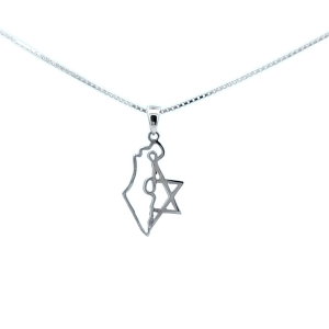 S PENDANT MAP OF ISRAEL/STAR OF DAVID