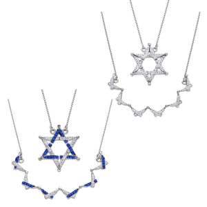 S/CRYSTAL STAR OF DAVID/BUTTERFLY REVERSIBLE 18"  NECK.