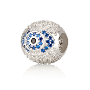 S ZIRCON STONES WHITE/BLUE EYE BRACELET CHARM