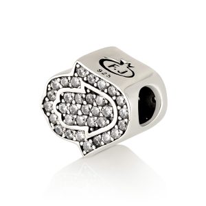 S WHITE ZIRCON STONES LARGE HAMSA BRACELET CHARM