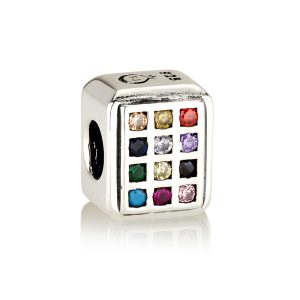 S ZIRCON STONES SQUARE HOSHEN 12 TRIBES BRACELET CHARM