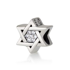 S WHITE ZIRCON STONES STAR OF DAVID BRACELET CHARM