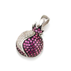 S ZIRCON STONES RED/WHITE POMEGRANATE PENDANT