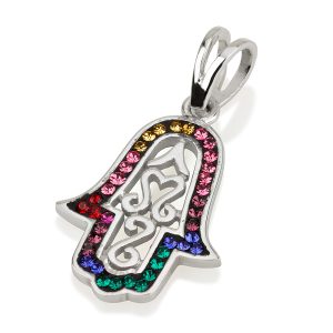 S CRYSTAL STONES FILIGREE HAMSA PENDANT