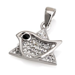 S CRYSTAL STONES DOVE STAR OF DAVID PENDANT