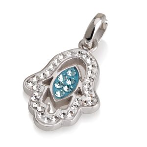 S CRYSTAL STONES HAMSA PENDANT