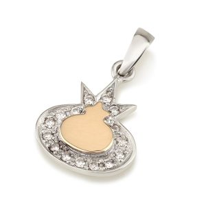 S&9K GOLD CUBIC ZIRCONIA STONES POMEGRANATE PENDANT